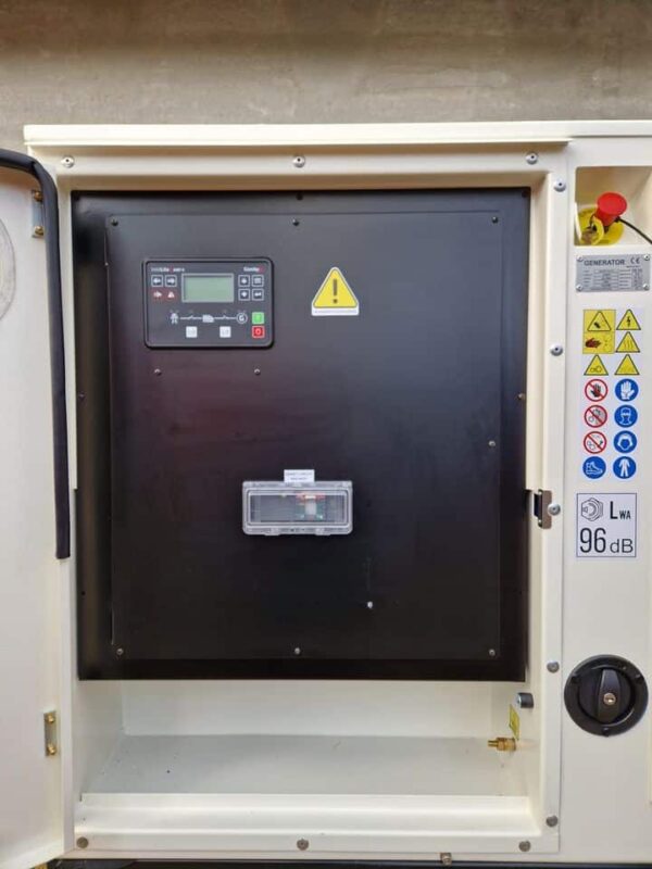 FE110 BSA Baudouin Powered Diesel Generator with integrated control panel and breaker for efficient and safe power management