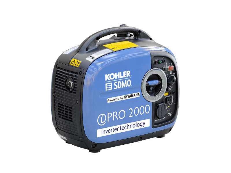 An SDMO iPro 2000 Inverter Generator, powered by a Yamaha engine, emphasizing its compact design, energy efficiency, and the seamless integration of Yamaha's reliable performance