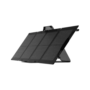 Alternative text: EcoFlow 110W Portable Solar Panel, engineered to efficiently capture solar energy, ideal for charging portable power stations and devices during outdoor activities, emergencies, and off-grid situations.