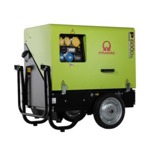 Pramac P6000S 5.4KW super silent portable diesel generator with wheel kit, providing convenient mobility and quiet operation for various applications