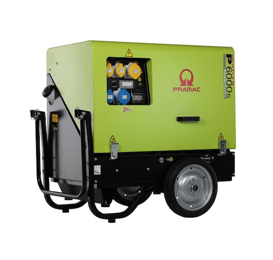 Pramac P6000S 5.4KW super silent portable diesel generator with wheel kit, providing convenient mobility and quiet operation for various applications