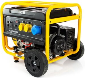 JCB-G8000PE petrol generator, providing reliable power generation for various applications, including construction sites, outdoor events, and emergency backup