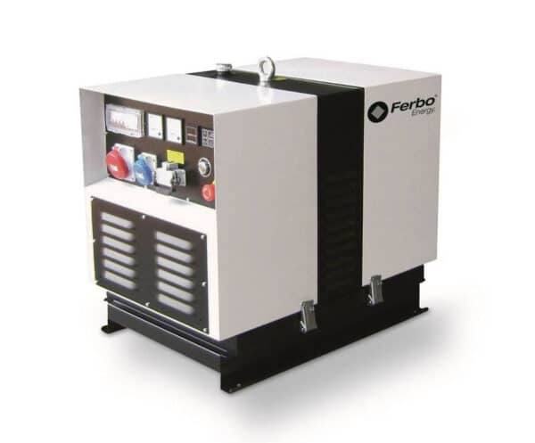 image of a ferbo generator. it has plug sockets, its compact, and has a large fuel tank. Meaning it's ideal for off grid applications.