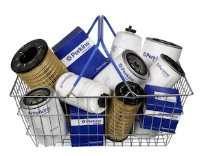 image of Perkins filters and parts in a basket.